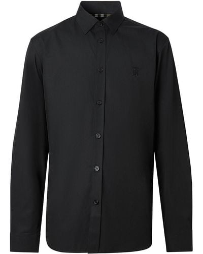 Burberry Camisa con bordado de monograma - Negro