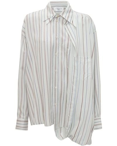 Victoria Beckham Asymmetric Striped Long-sleeve Shirt - Gray