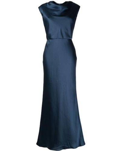 Amsale Cowl-neck Sleeveless Maxi Dress - Blue