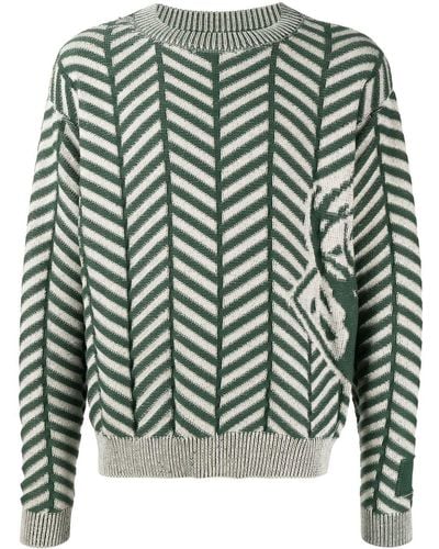 Reese Cooper Chevron-knit Cotton Sweater - Gray