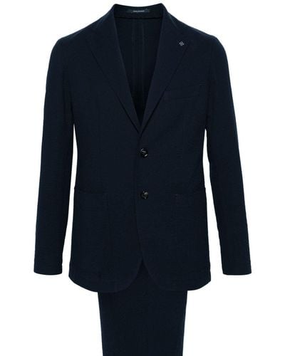 Tagliatore Seersucker-texture Single-breasted Suit - Blue