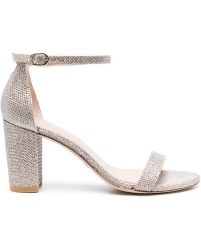 Stuart Weitzman Nearlynude 70mm Glitter Sandals - Natural