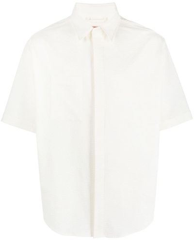 424 Textured-finish Short-sleeve Shirt - White