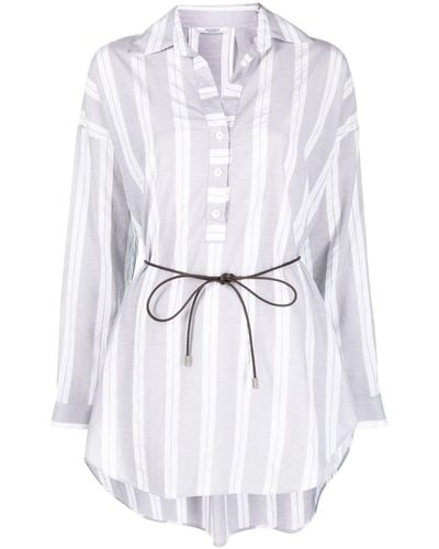 Peserico Oversized Stripe-print Shirt - White