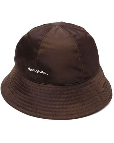 Nanushka Sombrero de pescador Laurie con logo bordado - Marrón