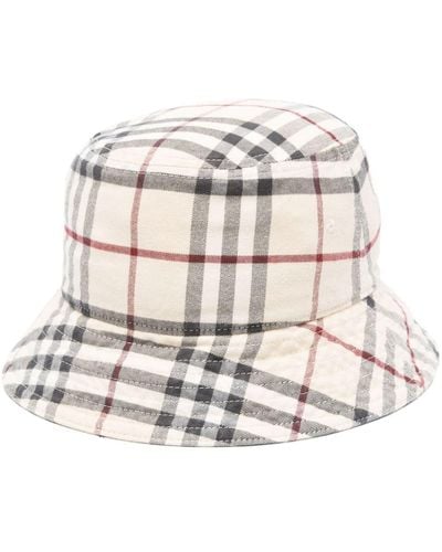 Burberry Sombrero de pescador con motivo Vintage Check - Blanco