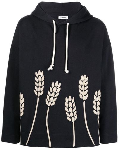 Sandro Wheat-embroidery Hoodie - Blue