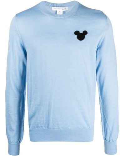 Comme des Garçons Disney Print Wool Blend Sweater - Blue