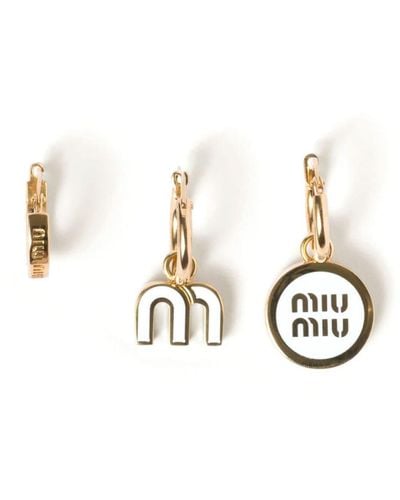 Miu Miu Enamel Hoop Earrings (set Of Three) - White