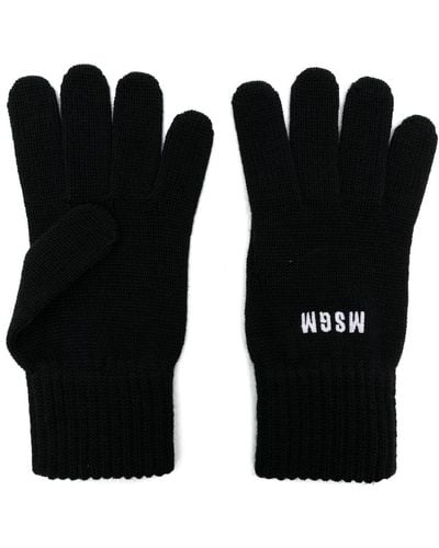 MSGM Logo-embroidered Knitted Gloves - Black