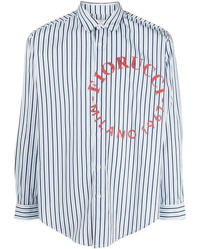 Fiorucci Striped Logo-print Shirt - Blue