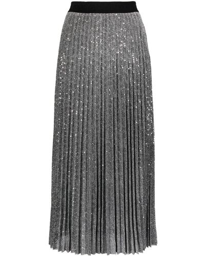 Karl Lagerfeld Logo-waistband Pleated Midi Skirt - Gray