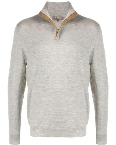 N.Peal Cashmere The Regent Zip-up Sweater - Gray