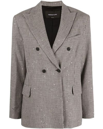 Fabiana Filippi Sequin-embellished Double-breasted Blazer - Gray