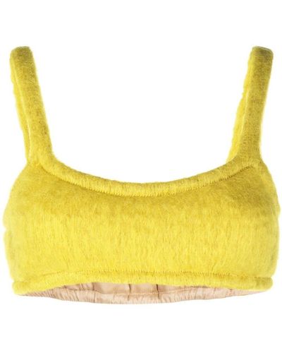 Veronique Leroy Brushed Mohair-blend Bralette - Yellow