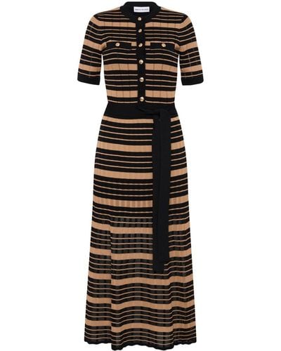 Rebecca Vallance Rivoli Striped Knit Midi Dress - Black