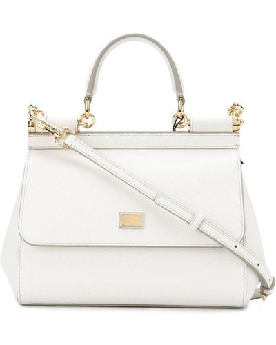 Dolce & Gabbana Borsa sicily piccola in pelle di vitello dauphine - Bianco