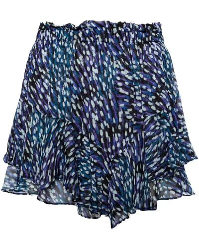 Isabel Marant Sornel Abstract-print Mini Shorts - Blue
