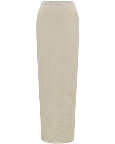 12 STOREEZ Ribbed-knit Maxi Skirt - White