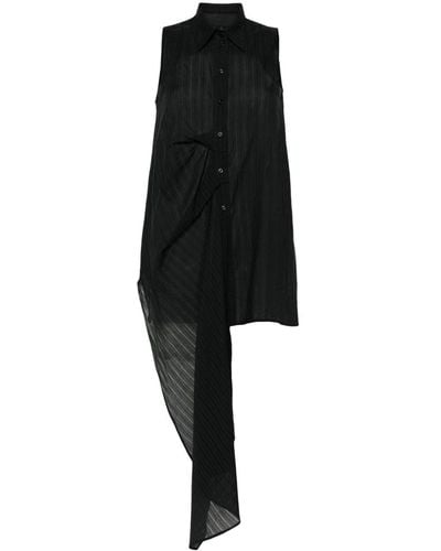 Marc Le Bihan Asymmetrisches Hemd mit Streifen - Schwarz