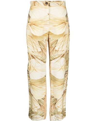 Fay Nature-print Straight Trousers - Natural