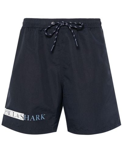 Paul & Shark Logo-print Swim Shorts - Blue