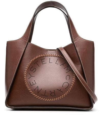 Stella McCartney Logo-perforated panelled tote bag - Marrone