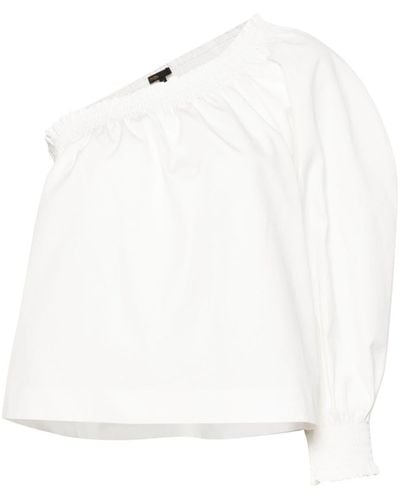 Maje One-shoulder cotton blouse - Blanco