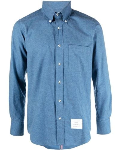 Thom Browne Chemise en jean à patch logo - Bleu