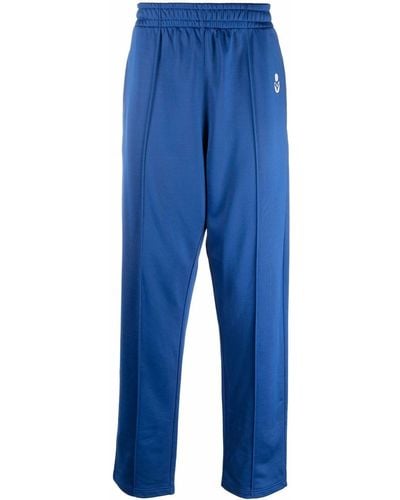 Isabel Marant Pantalones de chándal rectos con logo - Azul