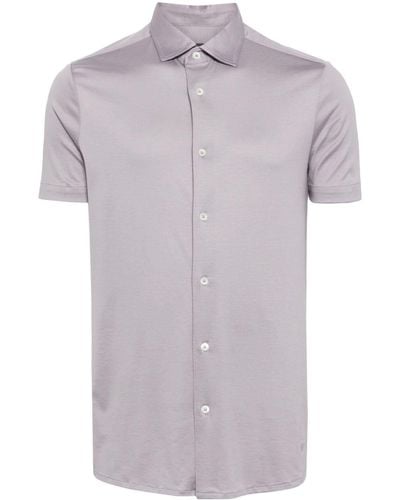 Emporio Armani Short-sleeve Lyocell-cotton Shirt - Purple