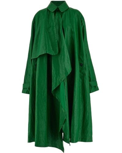 Ferragamo Asymmetrischer Leinen-Trenchcoat - Grün