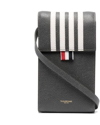 Thom Browne Four-bar Stripe Phone Bag - Gray