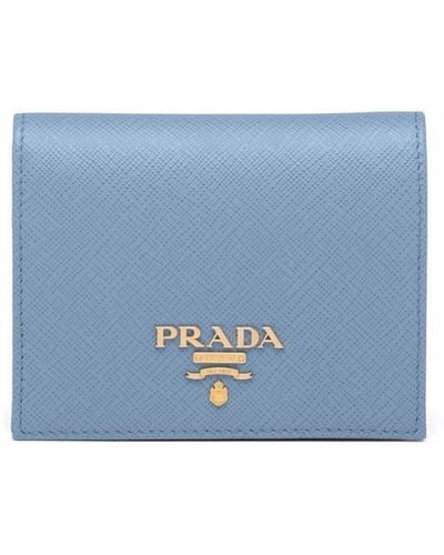 Prada Logo-lettering Compact Wallet - Blue