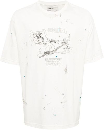 DOMREBEL Scuff Picnic T-Shirt mit Farbklecksen - Weiß