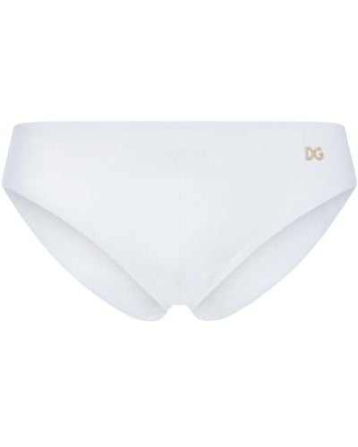 Dolce & Gabbana Slip bikini con logo - Bianco