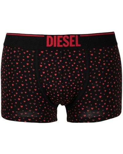 DIESEL Heart-print Logo-waist Boxers - Black