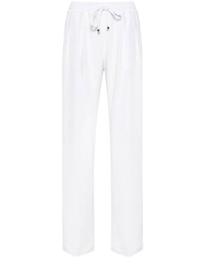Kiton Pressed-crease Straight-leg Trousers - White