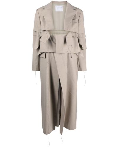 Sacai Gabardina a capas - Neutro