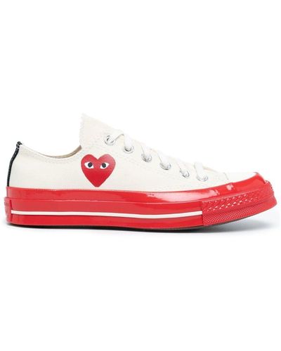 COMME DES GARÇONS PLAY Logo-print Contrast Sole Sneakers - Red