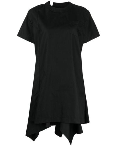 Sacai Draped Short-sleeve Minidress - Black