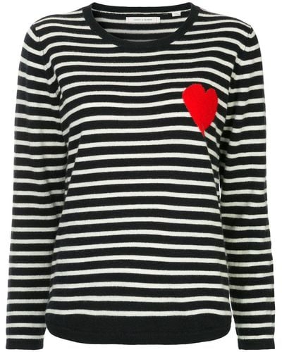 Chinti & Parker Breton Stripe Heart Sweater - Blue