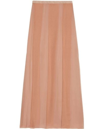 Gucci Pleated Silk-chiffon Maxi Skirt - Brown