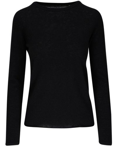 Majestic Filatures Round-neck Cashmere Sweater - Black