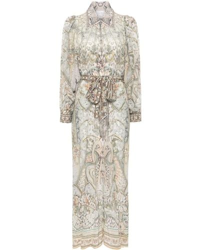 Camilla Ivory Tower Tales-print Dress - White