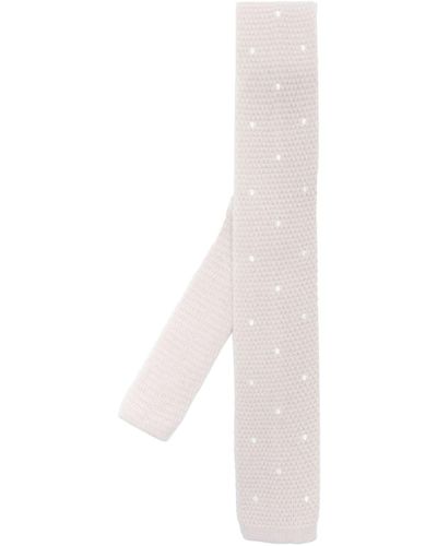 Eleventy Polka-dot Knitted Tie - White