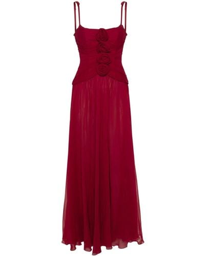 Giambattista Valli Floral-appliqué Silk Dress - Red