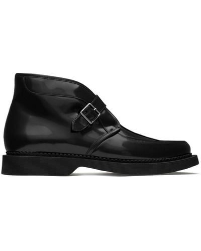 Saint Laurent Teddy Polished-leather Monk-strap Boots - Black