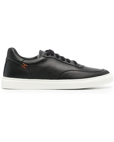 Henderson Logo-stitching Leather Sneakers - Black