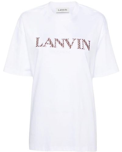Lanvin T-Shirt mit Logo-Patches - Weiß